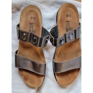 Naot Sandals Womens 7 / 38  Ashley Leather Metallic Wedge Comfort‎ Shoes EUC